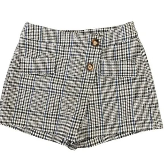 Hyfve Checked Plaid Houndstooth Shorts Skort Tan & Black Size L - Picture 1 of 3